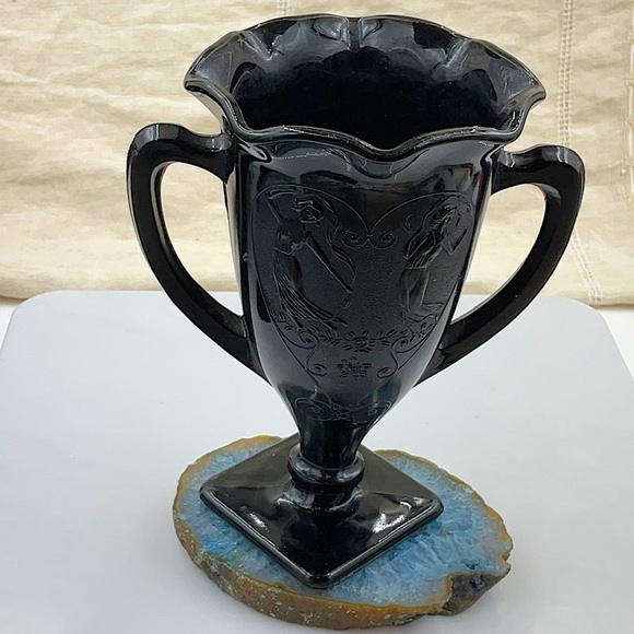 Accents Vtg 197 Purplishblack Two Handled Glass Vase Poshmark